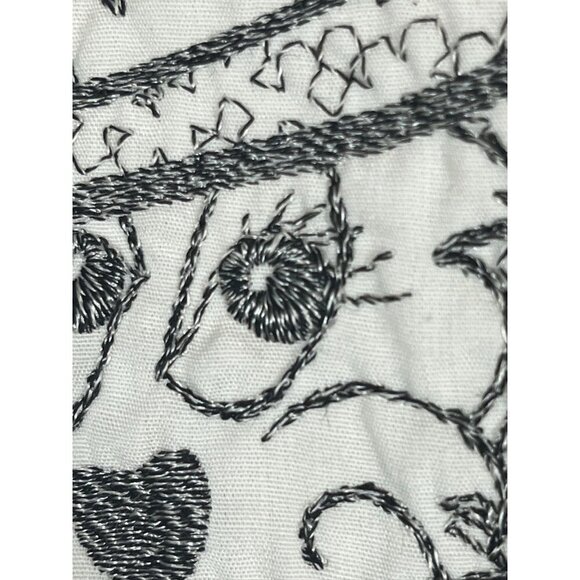 Handmade Retro Cat Embroidery Shirt Button Up 16.5 Cream Glam Classic Chic 80s - Picture 11 of 16